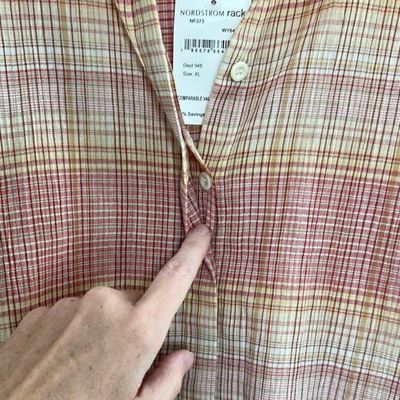 Madewell Pink and Tan Short Sleeve Top - Hidden Buttons - NWT - Picture 3 of 7